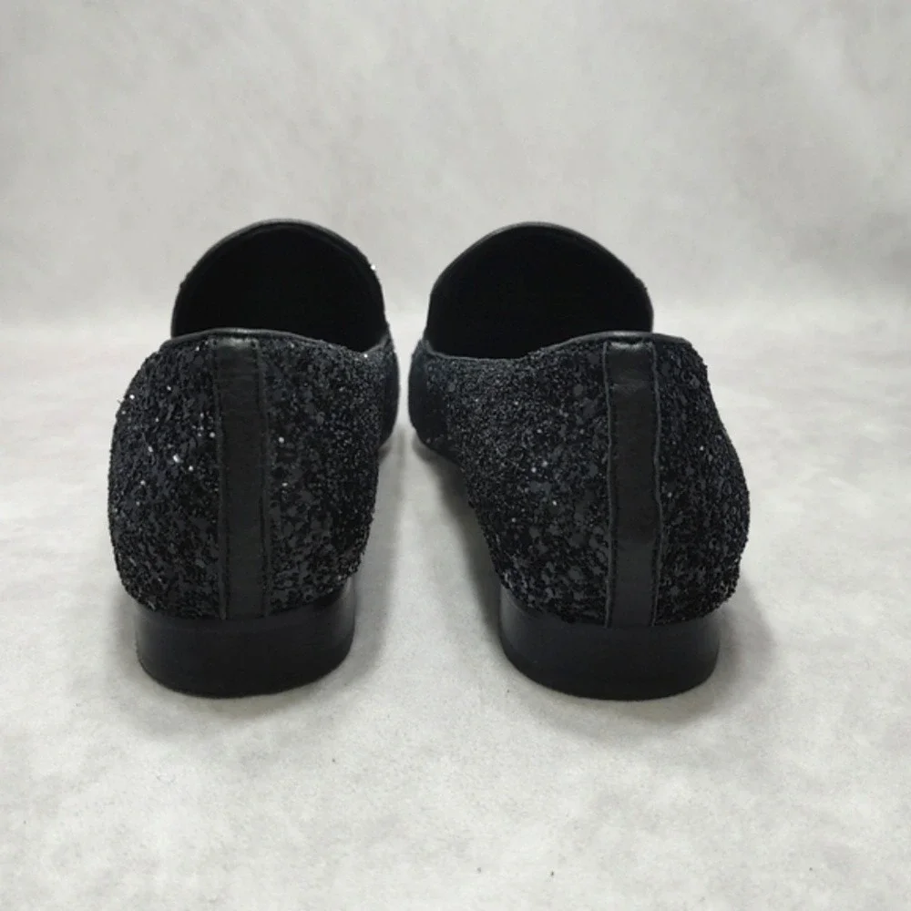 DONALD J PLINER Lyle Loafer‎ Glitter Smoking Slippers Flats Black Leather 7
